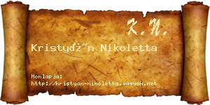 Kristyán Nikoletta névjegykártya