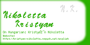 nikoletta kristyan business card